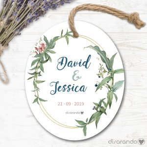 Etiqueta/Pegatina Boda Flores 05 (Todas las formas) Pack 10 ud