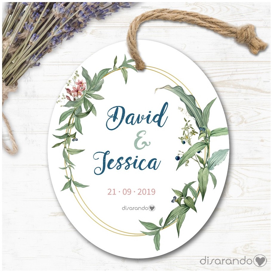 Etiqueta/Pegatina Boda Flores 05 (Todas las formas) Pack 10 ud