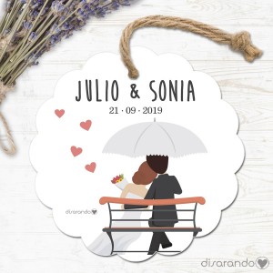 Etiqueta/Pegatina Boda Muñecos Espalda (Todas las formas) Pack 10 ud