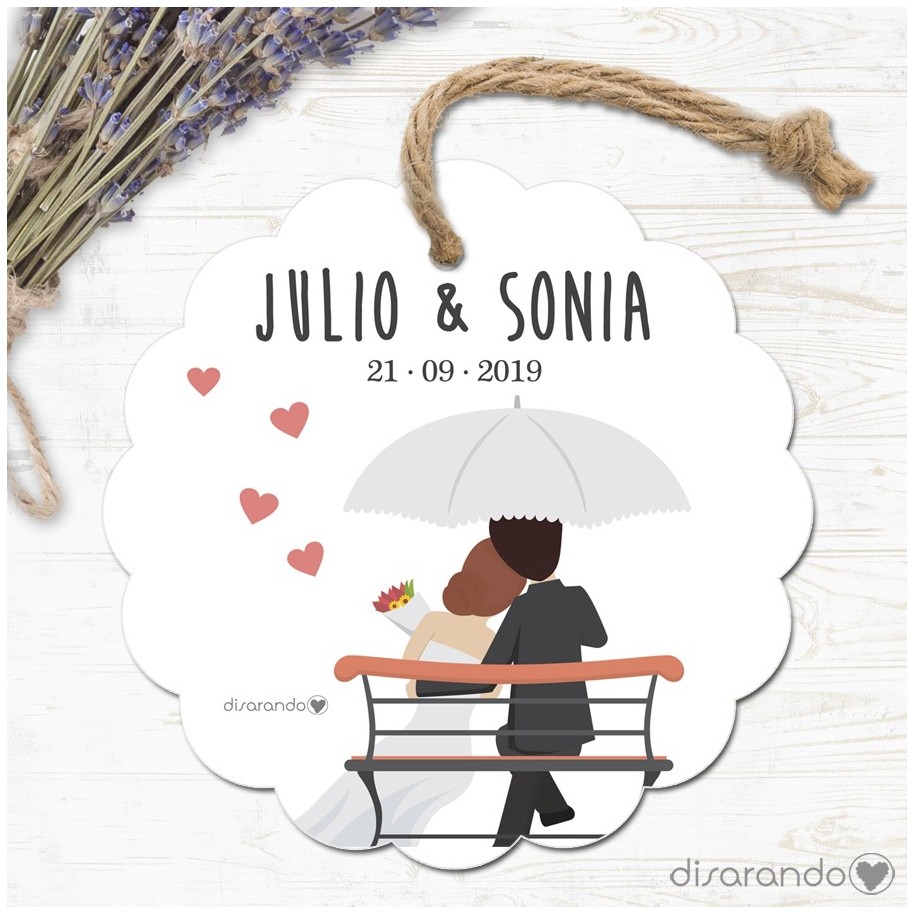 Etiqueta/Pegatina Boda Muñecos Espalda (Todas las formas) Pack 10 ud