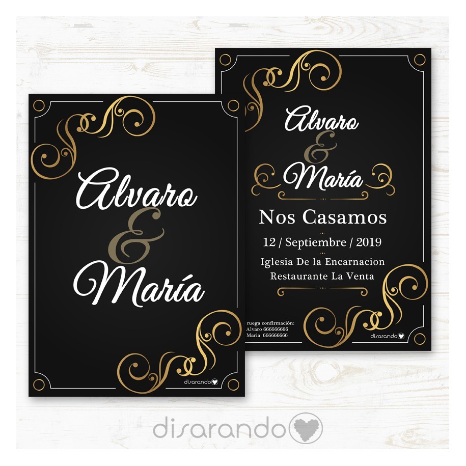 Invitación tarjeta de Boda "Black"