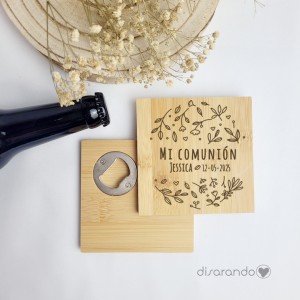 Abridor / Posavasos madera eventos (varios diseños)