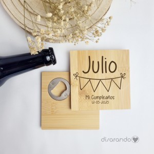 Abridor / Posavasos madera eventos (varios diseños)
