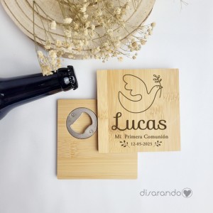 Abridor / Posavasos madera eventos (varios diseños)