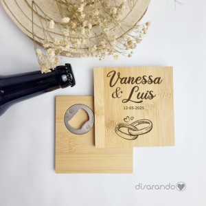 Abridor / Posavasos madera eventos (varios diseños)