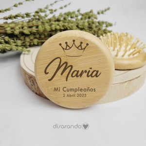 Cepillo / Espejo madera eventos (varios diseños)