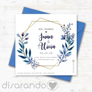 Invitación tarjeta de Boda "Golden blue"