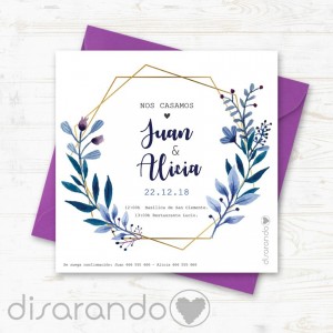 Invitación tarjeta de Boda "Golden blue"
