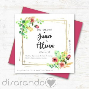 Invitación tarjeta de Boda "Golden green"
