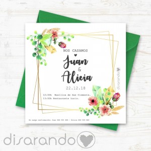 Invitación tarjeta de Boda "Golden green"