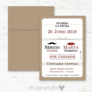 Invitación tarjeta de Boda "Vintage"