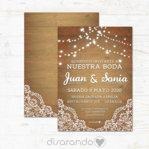 Invitación tarjeta de Boda "Luces"