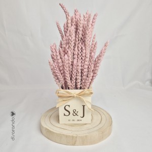 Centro Flor Preservada Trigo Rosa (varios diseños)