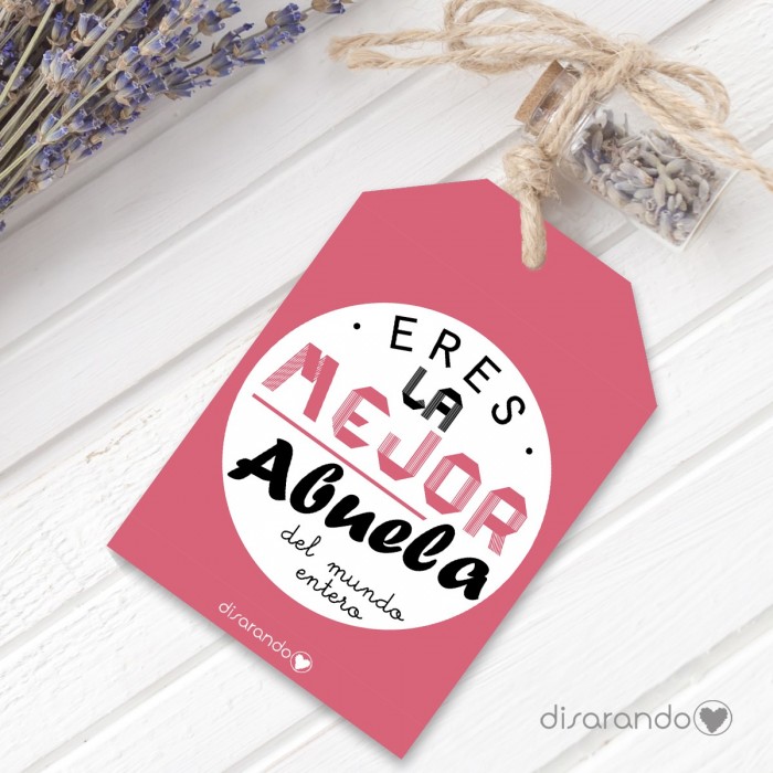 Etiqueta regalo "Eres la mejor abuela del mundo entero"