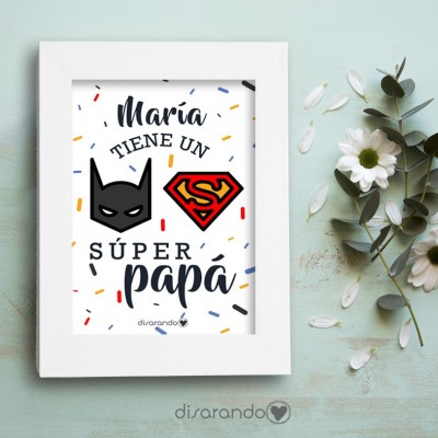 Marco fotos + lámina "Superpapa" Personalizable
